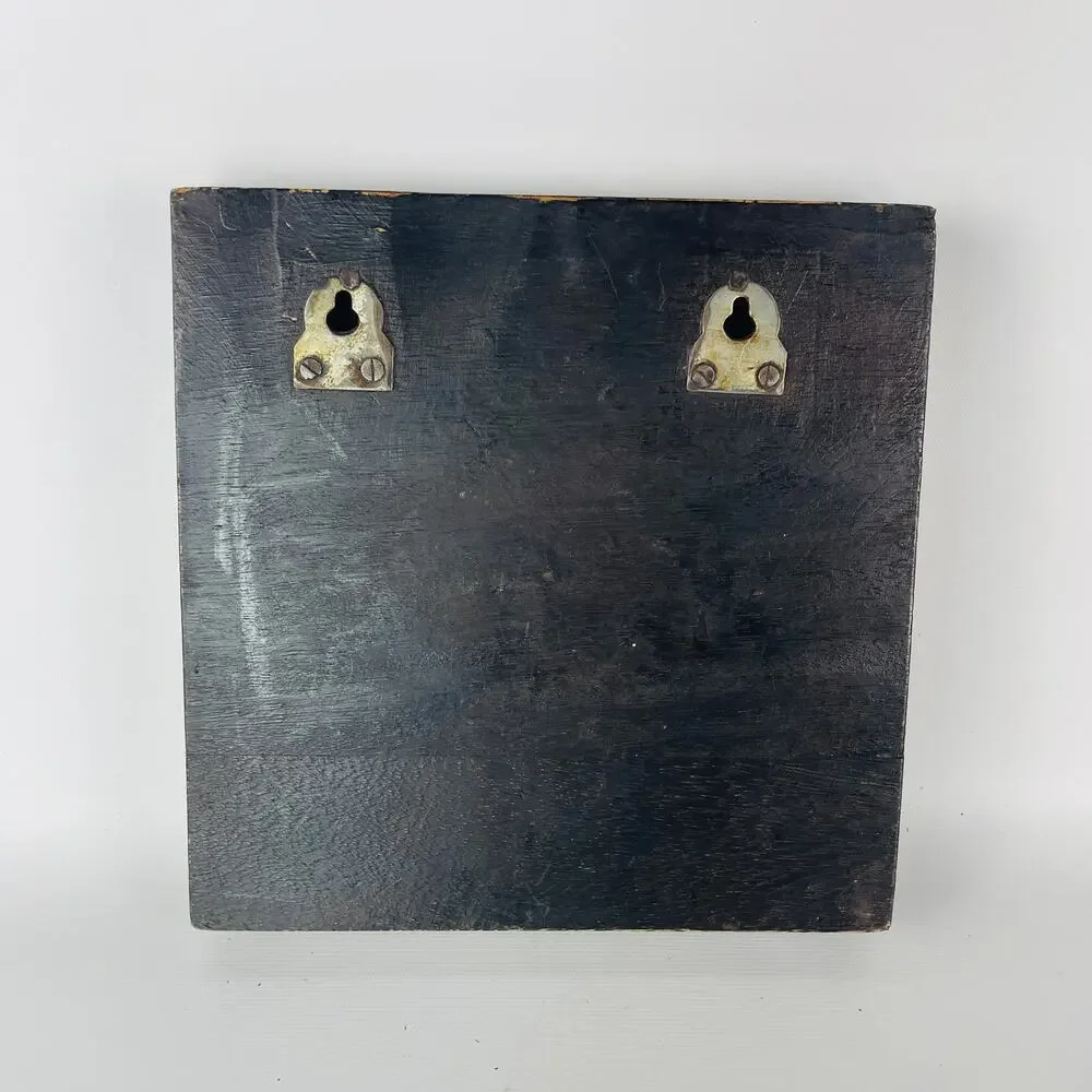 Rustic Carved Wood Dark Brown Decorative Wall Decor Square 8” - Picture 3 of 4